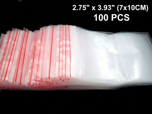 100 PCS 2.75&#034; x 3.93&#034; ZipLock Clear Reclosable Poly Bags Self Seal plastic Bag