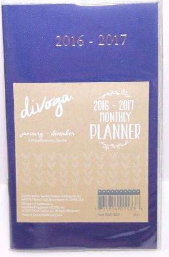 Divoga 2016-2017 Monthly Pocket Planner 808-889  3.5&#034; x 6&#034; Blue
