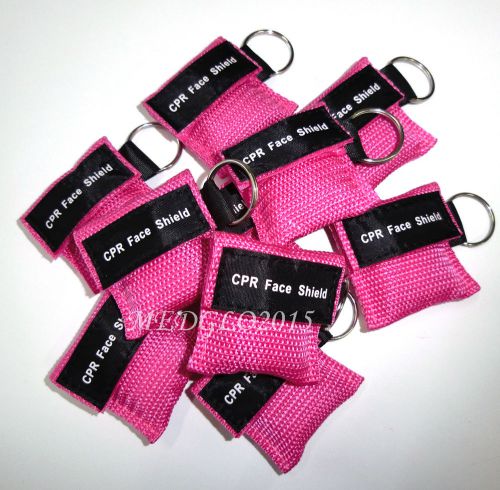 100 PINK CPR MASK WITH KEYCHAIN CPR FACE SHIELD AED