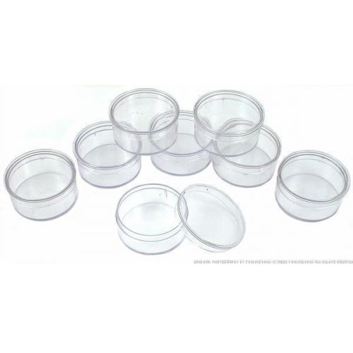 8 Round Plastic Organizer Container Storage Jars for Beads &amp; Gems 1 1/4&#034;