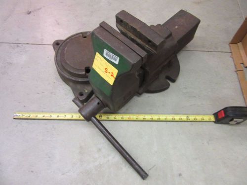 ANCHOR BENCH VISE 1945 #6 CLAMP SHOP GARAGE METAL WOOD MILITARY HEAVY DUTY USED