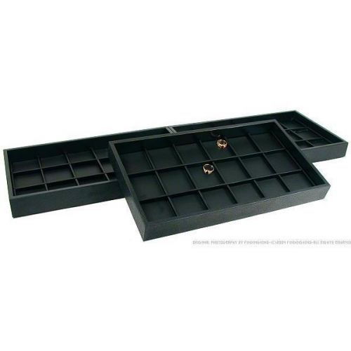 54 Slot Coin Display Black Faux Leather Travel Tray