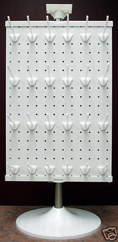3 Sided Counter Top Peg Board Spinner Rack Display with Hooks