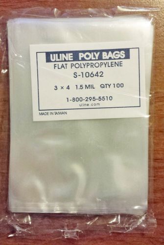100 CT Uline S-10642 3&#034; x 4&#034; 1.5 Mil Poly Bags / jewelry craft beads storage