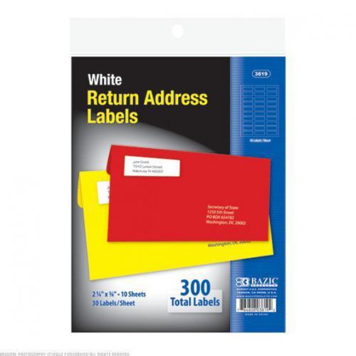 BAZIC White Return Address Labels 3/4&#034; x 2 1/4&#034; 24 Packs of 300 3819-24