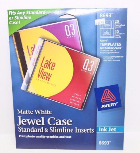 Avery 8693 Jewel Case Inserts  White Pack Of 18  plus 12 CD/DVD labels 8693