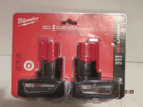 Milwaukee m12 (2 pack) red lithium xc 12v li-ion batteries 48-11-2412 f/shp new for sale