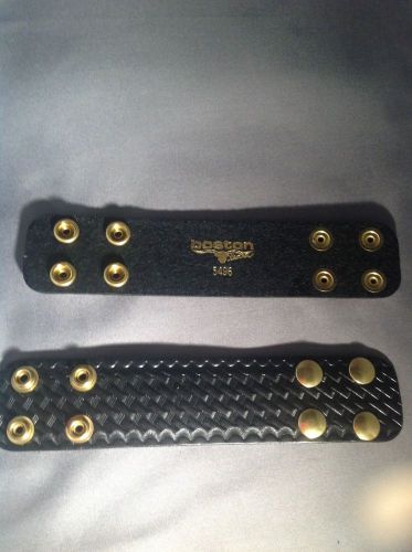 2 New Boston Leather Basketweave Double Belt Keeper - Brass Snap 5496 Duty Gear