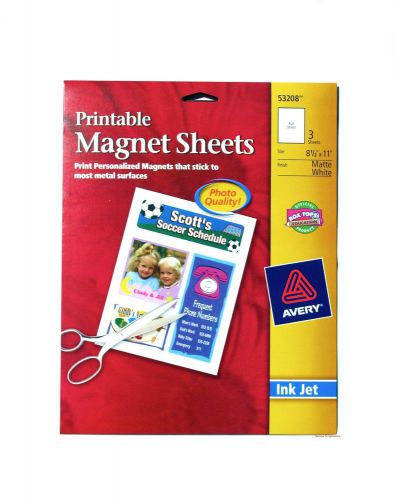 Avery #53208 printable magnet sheets, 3 pack, 8 1/2&#034; x 11&#034;, inkjet