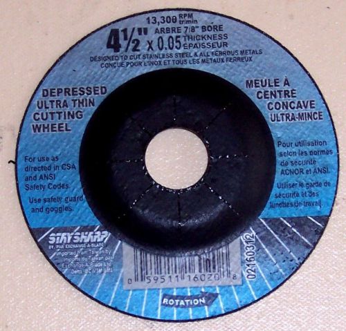 4-1/2&#034; x .05  Depressed Stainles Steel Cutting Wheel