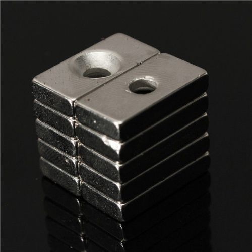 10pcs N35 20x10x4mm 4mm Hole Strong Block Cuboid Permanent Neodymium Magnets