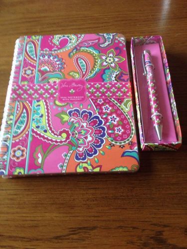 Vera Bradley Mini Notebook With Pocket - Pink Swirls With Matching Pen