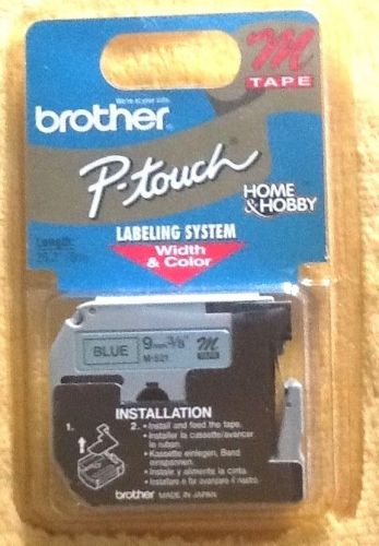 Brother P-Touch M Tape Label Refill 3/8&#034; (9mm) x 26.2&#039; Black Print on BLUE M-521