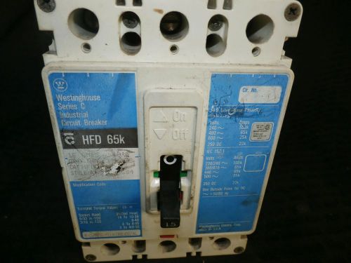 Westinghouse, hfd 65k, circuit breaker, 15 amp, 3 pole, series c for sale