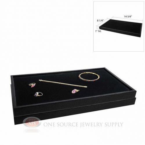 2 Wood Jewelry Sample Trays With Black Padded Velvet Display Pad Inserts