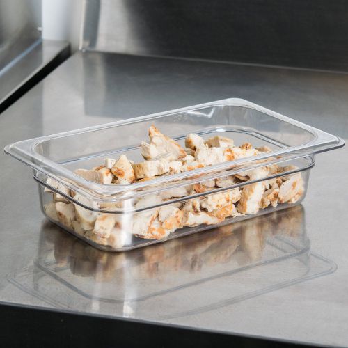Cambro (42cw135) hot &amp; cold food pans, 1/4 size 2.5&#034; deep clear for sale