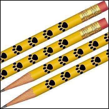 Paw Prints Pencils - Yellow w/ Black Paws - 144 pencils per order