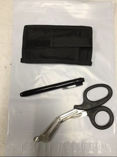 Emt ems paramedic rescue shears with penlight &amp; horizontal holster for sale