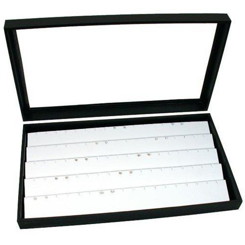 Jewelry Box Display Case Holds 45 Pairs of Earrings White New