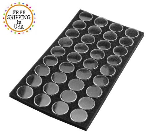 36pc Round Gem Holder Foam Black Storage Display Tray Insert Jewelry Craft Coin