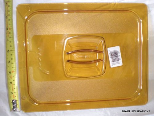 Lot of 6 Rubbermaid 228P Heat Food Pan Cover Lid Amber 1/2 size handle notch