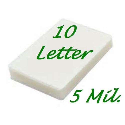 10 Letter Size Laminating Laminator Pouches/Sheets   9 x 11-1/2  5 Mil