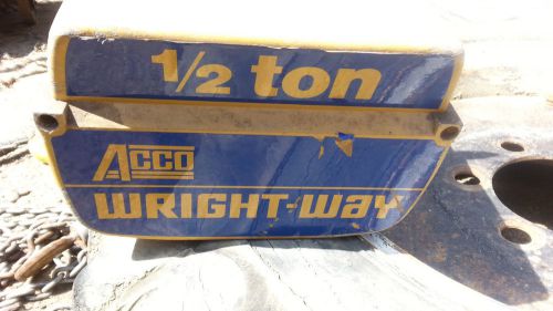 Used ACCO Wright Way 1/2 Ton Electric Chain Hoist,230/460,3ph
