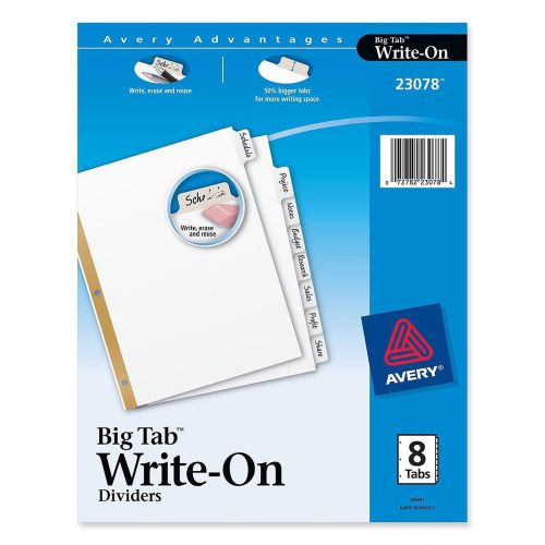 Avery Big Tab Write-On Dividers 8-Tab Set (23078) White 8 tab