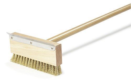 Carlisle 4152000 oven brush &amp; scraper with handle, 8-1/2&#034; wide, 1-1/4&#034; brass for sale