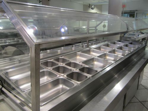 Double sided salad bar  refrigerated 9&#039; long - see video