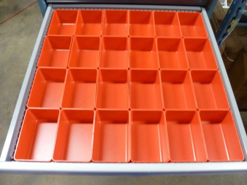 24 4&#034;x6&#034;x3&#034; red plastic boxes fit lista vidmar toolbox organizers bins dividers for sale