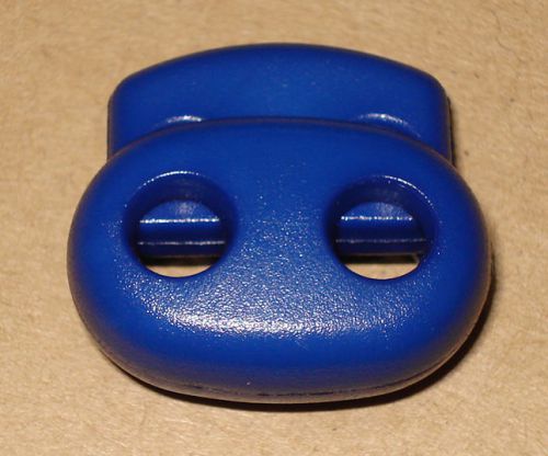 S024 100 pcs 3mm Medium Blue Bean Plastic 2 Holes Cord lock Stops