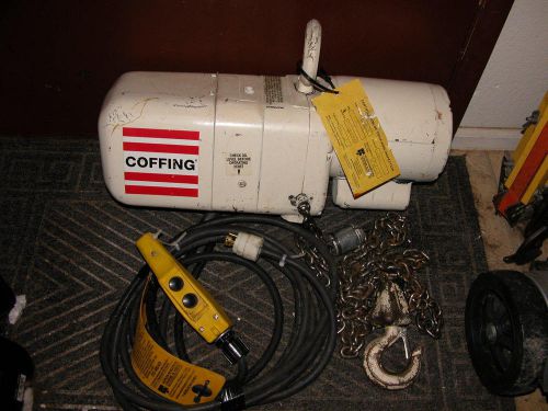 COFFING ELECTRIC HOIST 1/4TON 500LBS HAND REMOTE 10 FT CHAIN VERY LIGHTLY USED