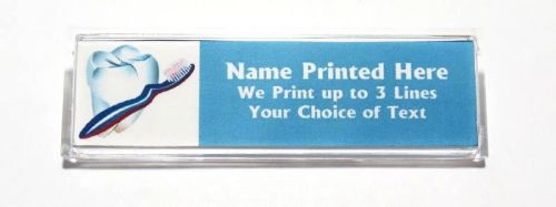 Tooth and Brush Custom Name Tag Badge ID Pin Magnet for Dentist Hygienist Dental