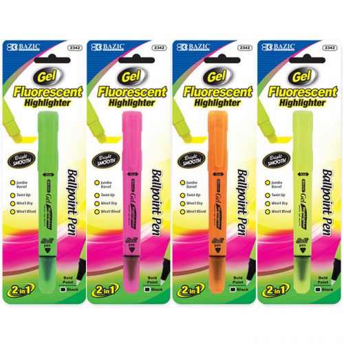 BAZIC 2 In 1 Fluorescent Gel Highlighter &amp; Ballpoint Pen  of-12