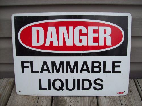 AUTHENTIC ALUMINUM  DANGER FLAMMABLE LIQUIDS SIGN USED