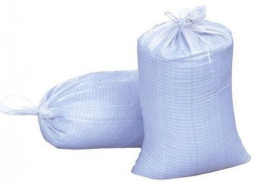 Sand Bags, 14 X 26 Empty White Woven Polypropylene Sandbags With UV Coating Ties