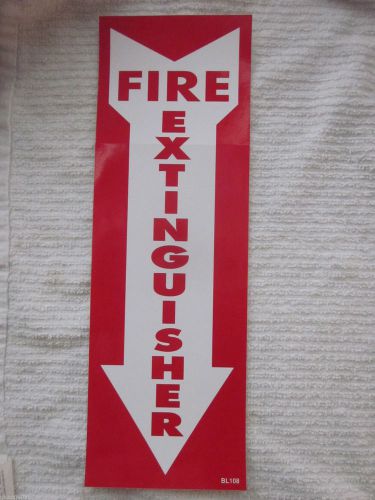 (1-SIGN) 4&#034; X 12 SELF-ADHESIVE VINYL &#034;FIRE EXTINGUISHER ARROW&#034; SIGN...NEW