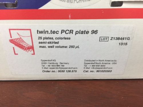 Original eppendorf Twin.tec PCR plate 96;  25 plates/pc 250ul Cat# 951020303