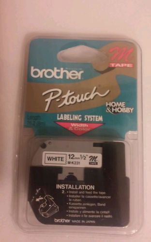 Brother P-touch M-231 Black on White 1/2&#034; Tape