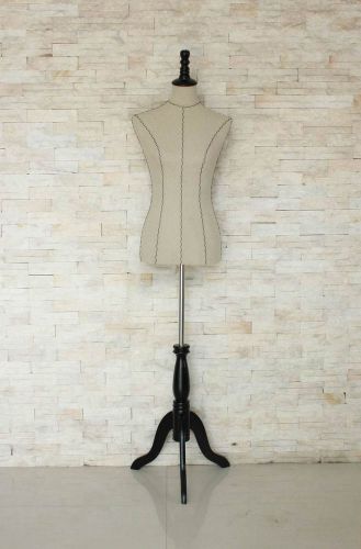 New Female Mannequin Dress Form &#034;34&#034;26&#034;35&#034; cream Color on Black Tripod Stand ...