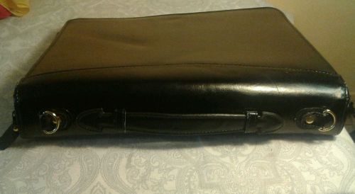 Bond Street  Leather Briefcase Black with zipper.