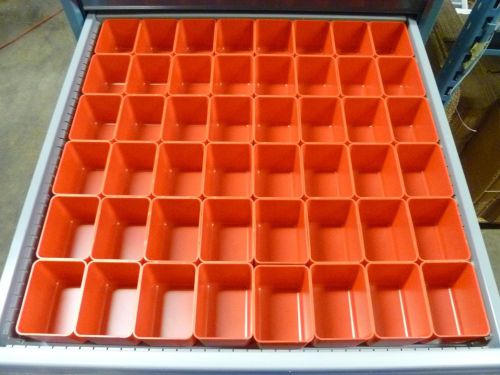 48 3&#034;x4&#034;x3&#034; deep Red Plastic Box Lista Vidmar Toolbox Organizer Cups Drawer bins