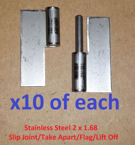 10 Pc Male/Female Stainless Steel Slip Joint/Take Apart/Flag/Lift Off 2 x 1.68
