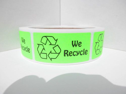 50 we recycle 1x2 green fluorescent  stickers labels for sale