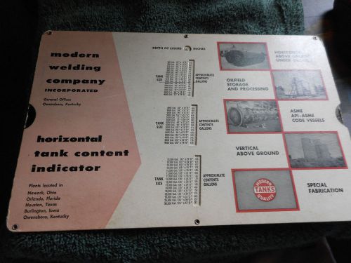 1957   Modern Welding Co. Horizontal Tank Content Indicator Chart Slide Rule