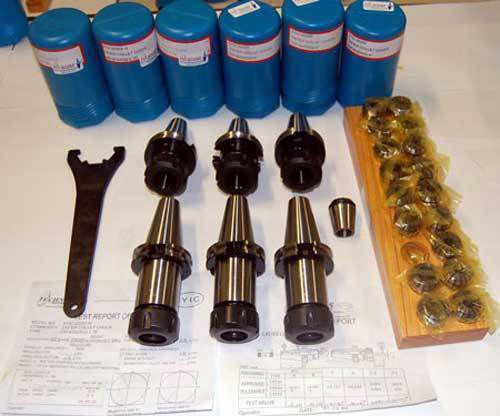 25 pc. techniks cat 40 er 32 25k cnc collet chucks kit-18 x collet set, wrench for sale