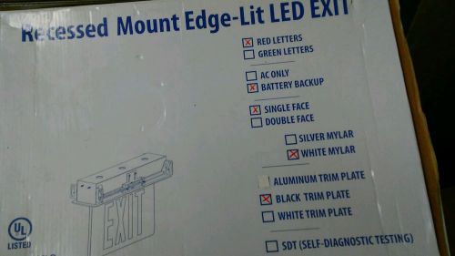EELP Recessed Mount Edge Lit LED Exit Sign EDGR2RCA-NI Silver DOUBLE sided - NEW