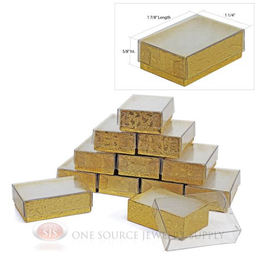 12 Gold View Top Cotton Filled Jewelry Gift Boxes 1 7/8&#034; x 1 1/4&#034;