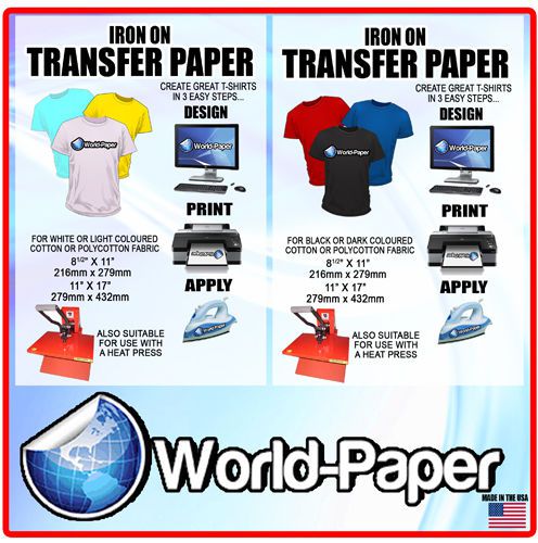 Iron-On T-Shirt Transfer Paper,5 x Dark + 5 x Light